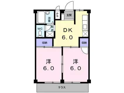 MAハイツ1(2DK/1階)の間取り写真