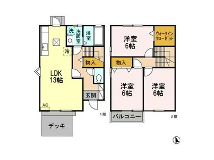 ウエストヴィレッジ(3LDK/1階)の間取り写真