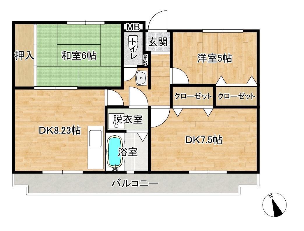 モンシャトー小山(3DK/2階)の間取り写真