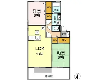 ガーデンコートみずき台 G棟(2LDK/2階)の間取り写真