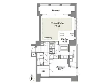 THE CONOE 三田綱町 ザ・コノエ三田綱町(1LDK/5階)の間取り写真