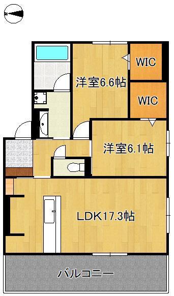 DーROOM本城東 B棟(2LDK/3階)の間取り写真