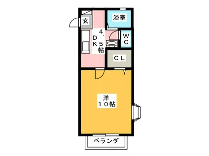 カーサ・ベルデA(1DK/1階)の間取り写真