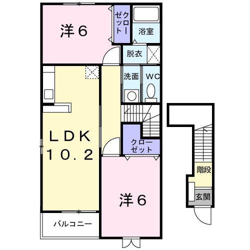 ボア・ソルーチA(2LDK/2階)の間取り写真