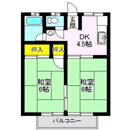 吉井コーポ 第1(2DK/2階)の間取り写真