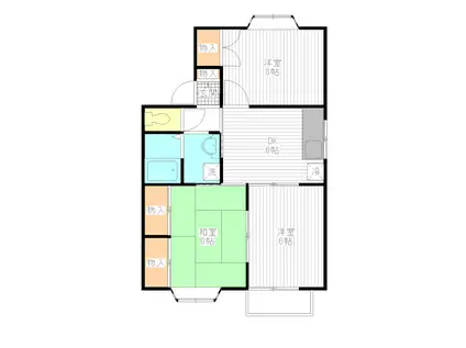 シュアヒルズB棟(3DK/2階)の間取り写真