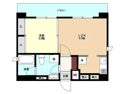 グローリーキャッスル自由が丘(1LDK/2階)の間取り写真