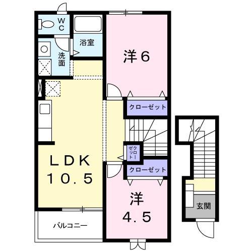 アプリコット・トゥリ-(2LDK/2階)の間取り写真