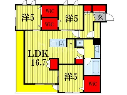 セラ ルシャト船橋(3LDK/1階)の間取り写真