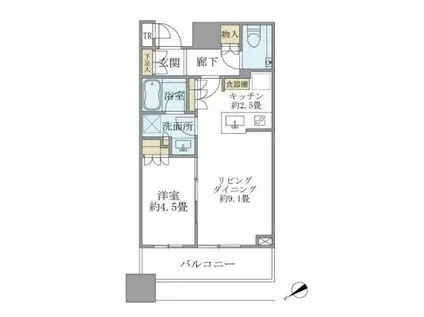 N BRILLIATOWERS目黒サウスレジデンス(1LDK/8階)の間取り写真