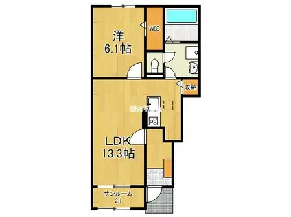 グラン・アーブルVIII(1LDK/1階)の間取り写真