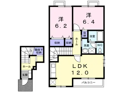 カメリアB(2LDK/2階)の間取り写真