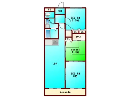 第16柴田マンション(3LDK/1階)の間取り写真