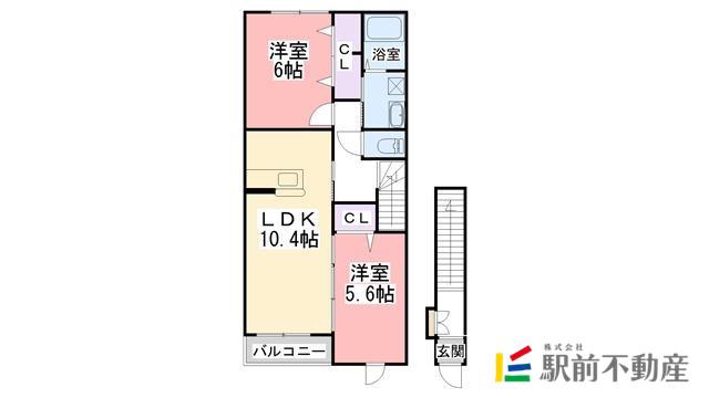 エレガンシア新郷I(2LDK/2階)の間取り写真