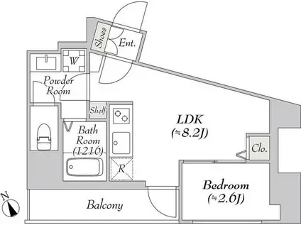 ルミーク根岸(1LDK/7階)の間取り写真