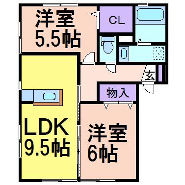 レジデンス・ノヴァF(2LDK/1階)の間取り写真