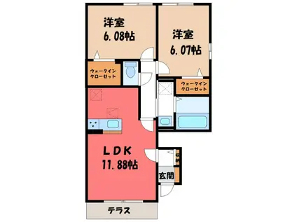 セジュールY&Y(2LDK/1階)の間取り写真