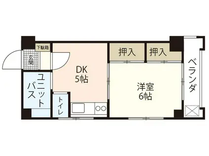 ロッコー第2三川町グランドマンション(1DK/3階)の間取り写真