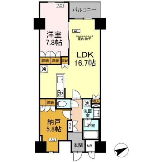 サンジョイアゼロ(1SLDK/6階)の間取り写真