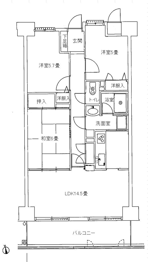 ヴューシティ矢野(3LDK/10階)の間取り写真