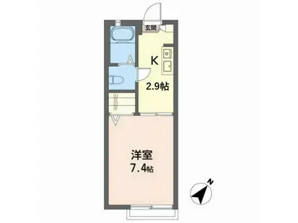 ランドロード・オチ 千日(1K/1階)の間取り写真