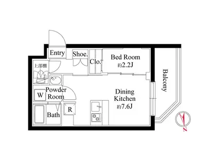 ルネサンスコート目黒南(1DK/2階)の間取り写真