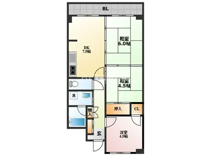 グランドメゾン桜馬場(3DK/2階)の間取り写真