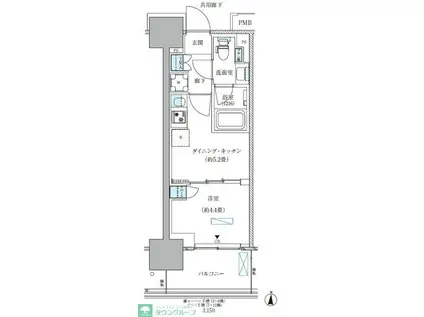 パークアクシス西大島コンフォートスクエア(1DK/6階)の間取り写真
