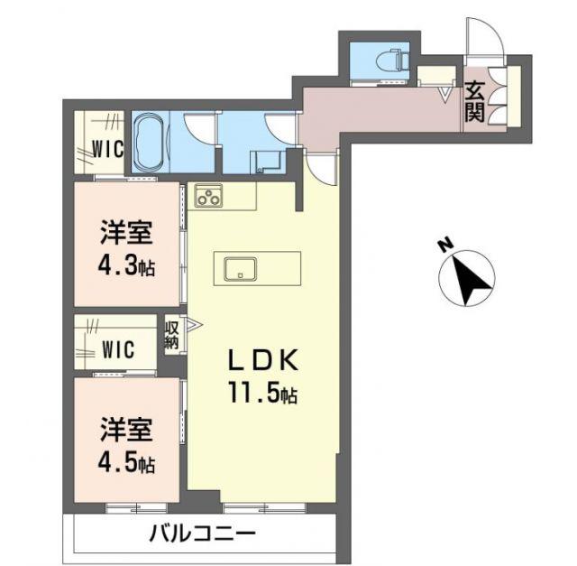 ルル・アルエット(2LDK/2階)の間取り写真