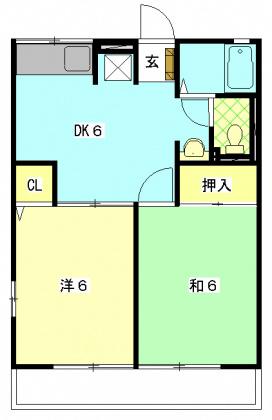 COZY弥生(2DK/2階)の間取り写真