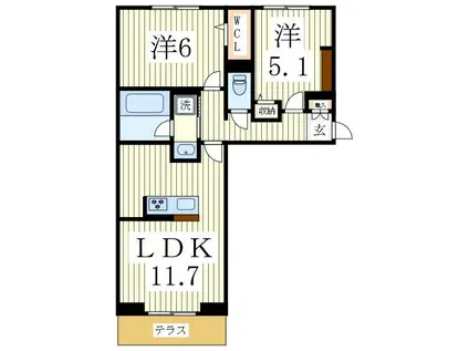 DEAR LIFE(2LDK/1階)の間取り写真