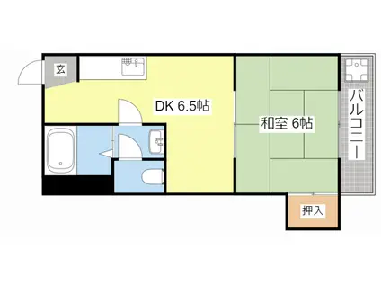 サンハイツ甚(1DK/4階)の間取り写真