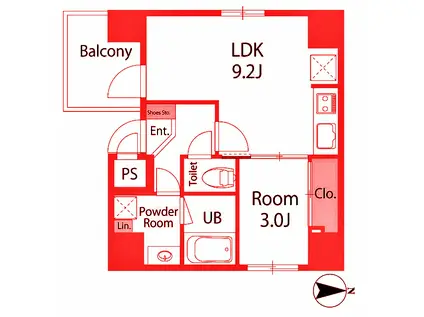 ル・ジュジュヨコハマ(1LDK/9階)の間取り写真