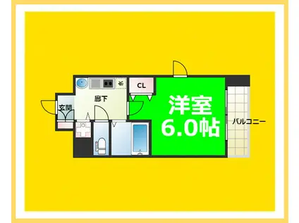 プレサンス難波元町(1K/9階)の間取り写真