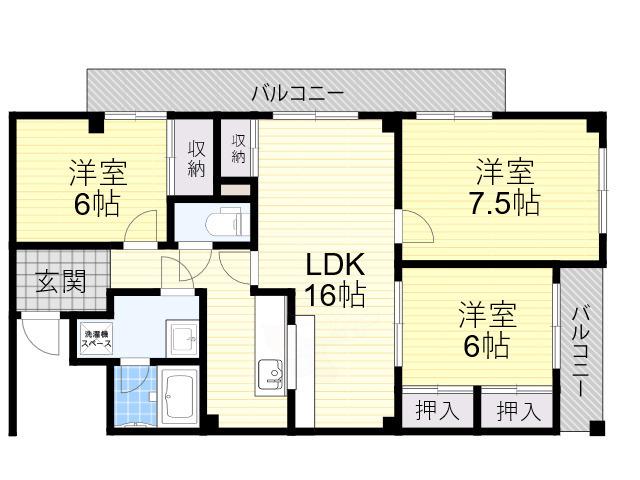 オリオノハイムⅡ(3LDK/1階)の間取り写真