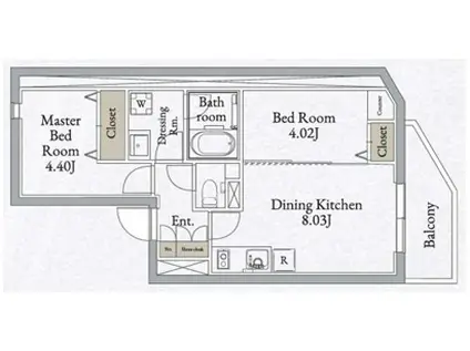 ライブフラット高田馬場(2DK/3階)の間取り写真