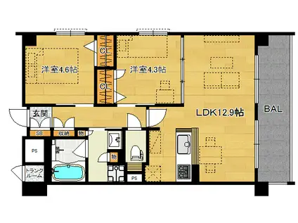 GRANDEUR KAMANZA(2LDK/2階)の間取り写真