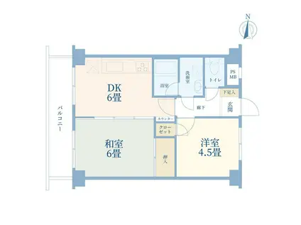 ライオンズマンション並木北公園(2DK/7階)の間取り写真