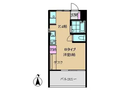 BRISA八景(ワンルーム/2階)の間取り写真