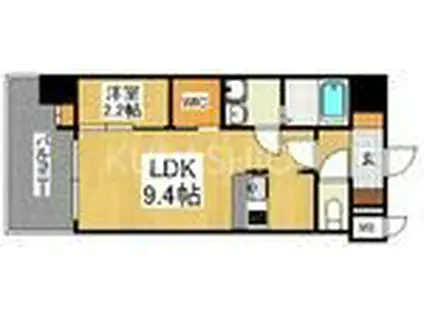 プレスタイルBAY AREA石城(1LDK/6階)の間取り写真