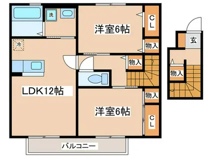 ドエルK(2LDK/2階)の間取り写真