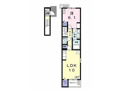 グラン・スイートII(1LDK/2階)の間取り写真