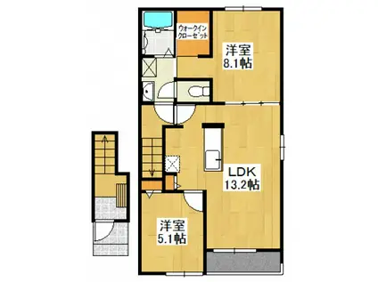 ベイコート マビ(2LDK/2階)の間取り写真