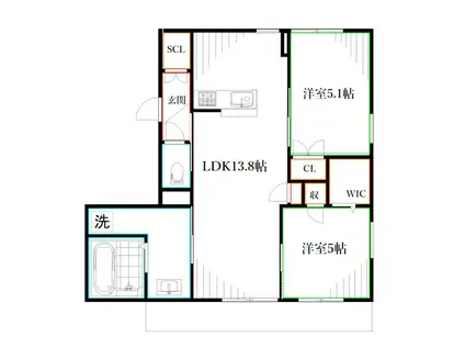 GRACEFUL RESIDENCE(2LDK/2階)の間取り写真