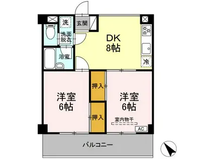 グレースヒル(2DK/4階)の間取り写真