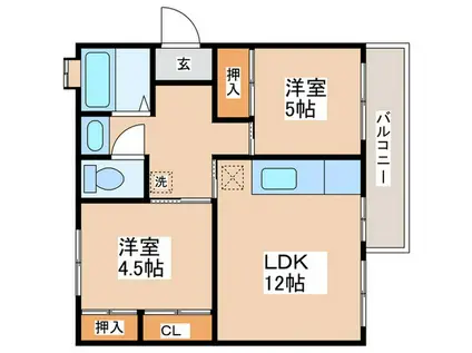 立川柏町4号棟(2LDK/5階)の間取り写真