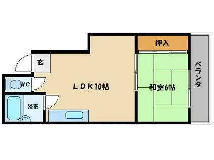 WIN大池橋(1LDK/4階)の間取り写真