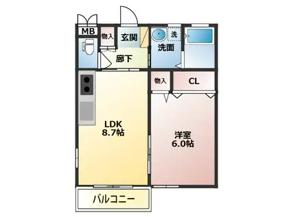 エントピアS(1LDK/1階)の間取り写真