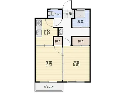 エスポワール(2K/2階)の間取り写真