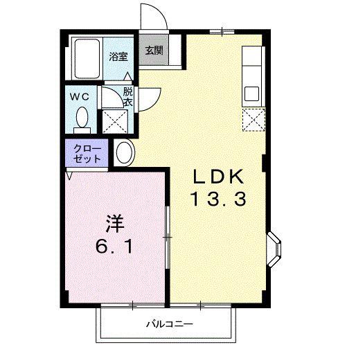 アンバーハウスKA(1LDK/1階)の間取り写真